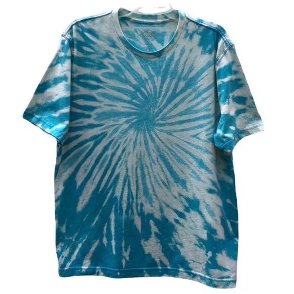 St. John's Bay Other - Blue Aqua White Spiral Custom Acid Tie Dye Short Sleeve Cotton T-Shirt Men Large